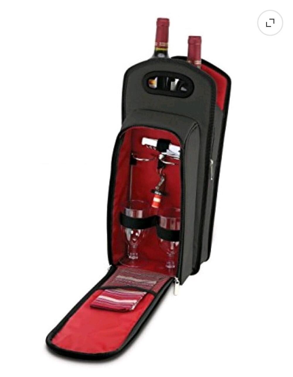 Wine Travel Bag Set Insulated Wine Bottle Carrier Tote Pack Luggage Case